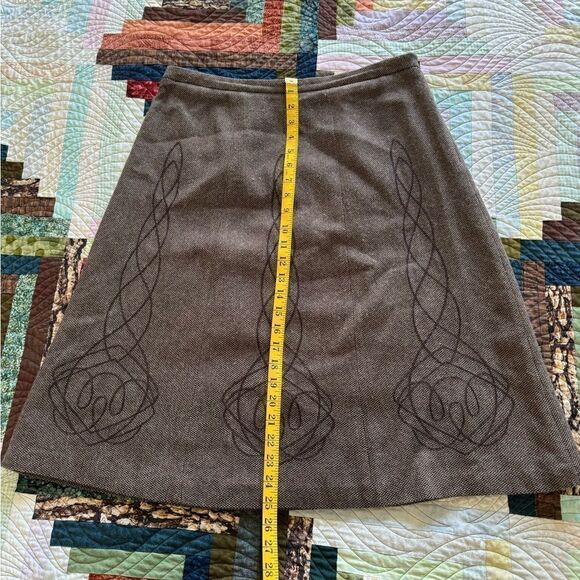 Brown Full Midi Mock Wool Skirt Size 12 - Picture 8 of 9
